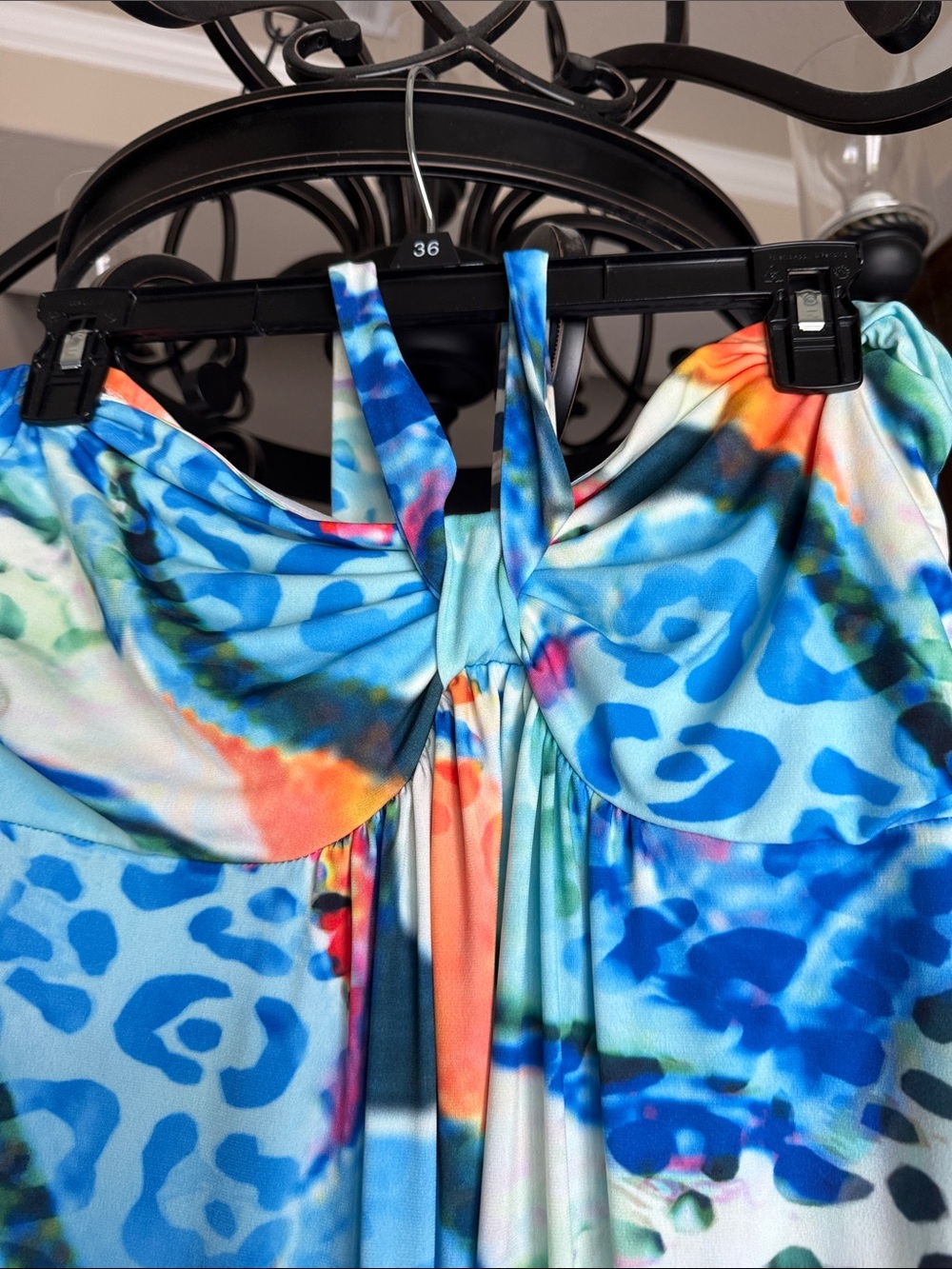 VENUS Multicolor Watercolor Animal Print Maxi Dress - Blue, Green, Orange - Picture 2 of 4